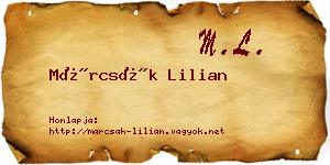 Márcsák Lilian névjegykártya